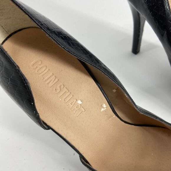 Colin Stuart black embossed pointed toe stiletto heel womens 9 - Picture 2 of 7